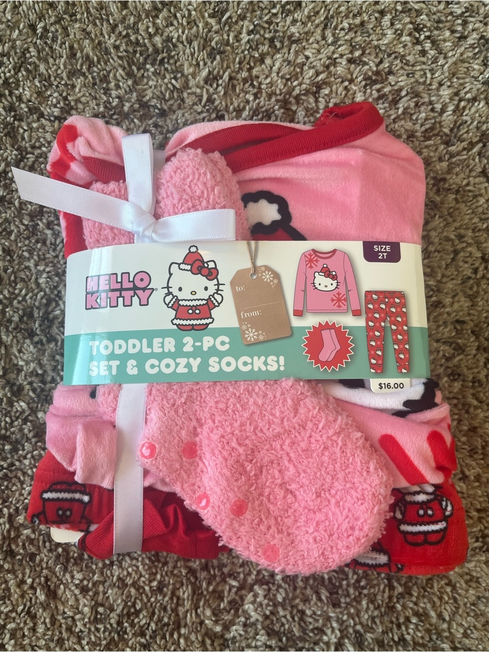 Hello Kitty 2-piece Set & Cozy Socks - Christmas - Pink & Red
